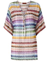 Missoni - Short Zigzag Tulle Cover-Up Caftan - Lyst