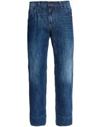 Dolce & Gabbana - Straight-Leg-Jeans Mit Logo - Lyst