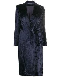 Tagliatore Velvet Double-breasted Coat - Blue