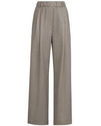 Brunello Cucinelli - Sparkling Virgin-Wool Pinstripe Track Trousers With Monili - Lyst