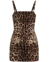 Dolce & Gabbana - Leo-Print Charmeuse Dress - Lyst