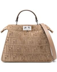 Fendi - Peekaboo Iseeu Small Jacquard Ff Velvet Bags - Lyst