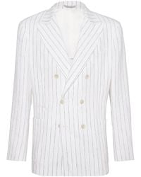 Brunello Cucinelli - Pinstripe-Print Linen Blazer - Lyst