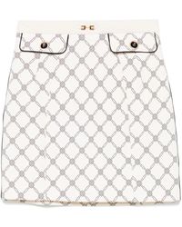 Elisabetta Franchi - Krepp-Minirock Mit Rauten-Print - Lyst