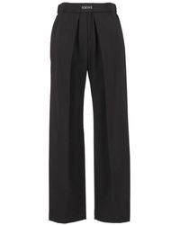 Loewe - Logo-Waistband Straight Trousers - Lyst
