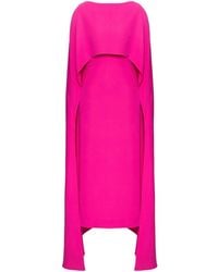 Valentino Garavani - Cady Couture Midi-jurk Met Cape-effect - Lyst