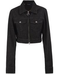 Sportmax - Cropped Zip-Up Denim Jacket - Lyst