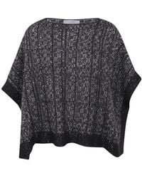 D.exterior - Sequin-Embellished Ribbed-Knit Poncho Sweater - Lyst