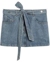 The Attico - Belted Denim Mini Skirt - Lyst