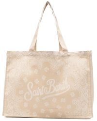 MC2 Saint Barth - Essential Paisley-Print Logo-Script Beach Bag - Lyst