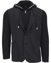 Eleventy - Hooded Knit-Sleeve Jacket - Lyst