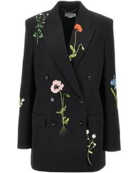 Stella McCartney - Floral-Embroidered Double-Breasted Jacket - Lyst