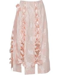 Simone Rocha - Unraveling Midi-Rok Met Strikdetail - Lyst