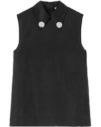 Jil Sander - Jewel-Clip Cotton Sleeveless Blouse - Lyst