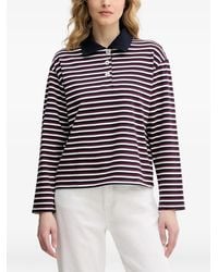 Benetton - Striped Long-Sleeve Polo Shirt - Lyst