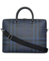 Burberry Aktentasche mit London-Check - Blau