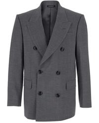 Emporio Armani - Double-Breasted Jacket With Peak Lapels - Lyst