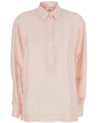 Grifoni - Button-Placket Long-Sleeve Blouse - Lyst
