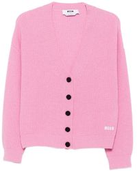 MSGM - Logo-Embroidered Ribbed Cardigan - Lyst