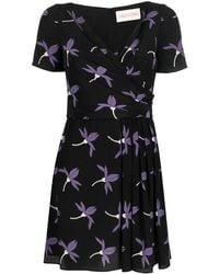 Valentino Garavani - Floral-Print Pleated Dress - Lyst