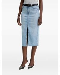 Guess - Front-Slit Pocket Midi Skirt - Lyst