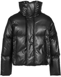 MM6 by Maison Margiela - Faux-Leather Padded High-Neck Jacket - Lyst
