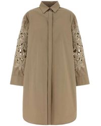 Agnona - Poplin Floral Dress - Lyst