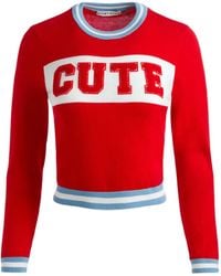 Alice + Olivia - Appliqué-Embellished Crew-Neck Sweater - Lyst
