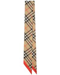 Burberry - Skinny Contrast-Check Silk Scarf - Lyst