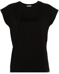 Herno - | T-shirt ricamo logo | female | NERO | 48 - Lyst