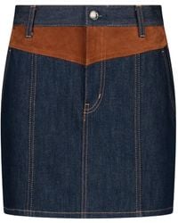 Liu Jo - Suede-Panel Denim Mini Skirt - Lyst