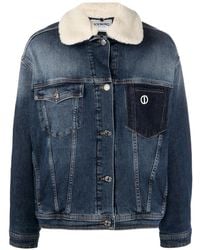 Iceberg - Faux-Shearling Collar Denim Jacket - Lyst
