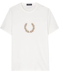 Fred Perry - Flocked-logo Cotton T-shirt - Lyst