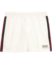 Gucci Waterproof Nylon Swim Shorts With Web - White