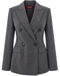Max Mara - Double-Breasted Wool Flannel Blazer - Lyst