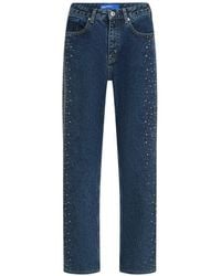 KARL LAGERFELD - Crystal-Embellished Straight-Leg Jeans - Lyst
