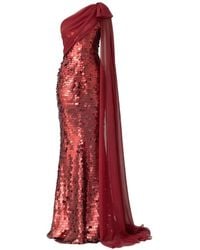 Gemy Maalouf - Sequinned Cape-Sleeve Maxi Dress - Lyst
