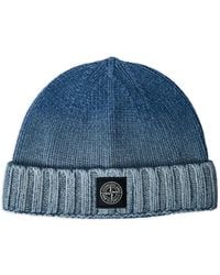 Stone Island - Ribbed Logo-Patch Beanie Hat - Lyst