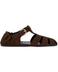 Miu Miu - Fisherman Suede Flat Sandals - Lyst