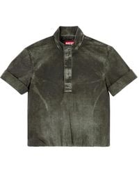 DIESEL - Poloshirt Met Denim-Effect En Korte Mouwen - Lyst