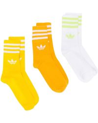 adidas Set di tre paia di calzini Mid-Cut Crew - Giallo