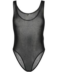 Saint Laurent - Sheer-Knit Sleeveless Bodysuit - Lyst