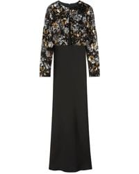 Max Mara - Embroidered Tulle And Enver Satin Dress - Lyst