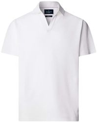 Hackett - Honingraat-Gebreid T-Shirt Met Johnny-Kraag - Lyst