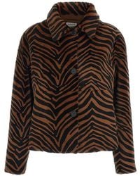 P.A.R.O.S.H. - Zebra-Print Shearling Coat - Lyst