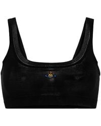 Vivienne Westwood - Orb-embroidered Cotton Cropped Top - Lyst