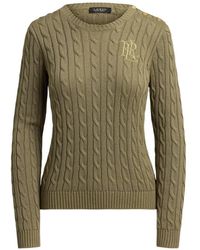 Ralph Lauren - Button-Trim Cable-Knit Sweater - Lyst