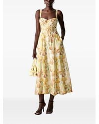 Bardot - Adaline Floral-Print Corset-Style Midi Dress - Lyst