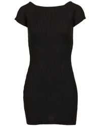 BOHEMSEO - Ribbed Cap-Sleeve Mini Dress - Lyst