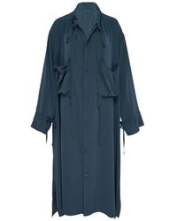Y's Yohji Yamamoto - Draped Back-Slit Midi Dress - Lyst